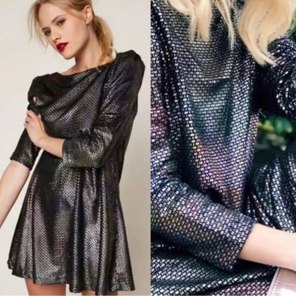 Free People Diamonds are Forever Shimmering Dress - Black and Silver OB667962 - Picture 3 of 7